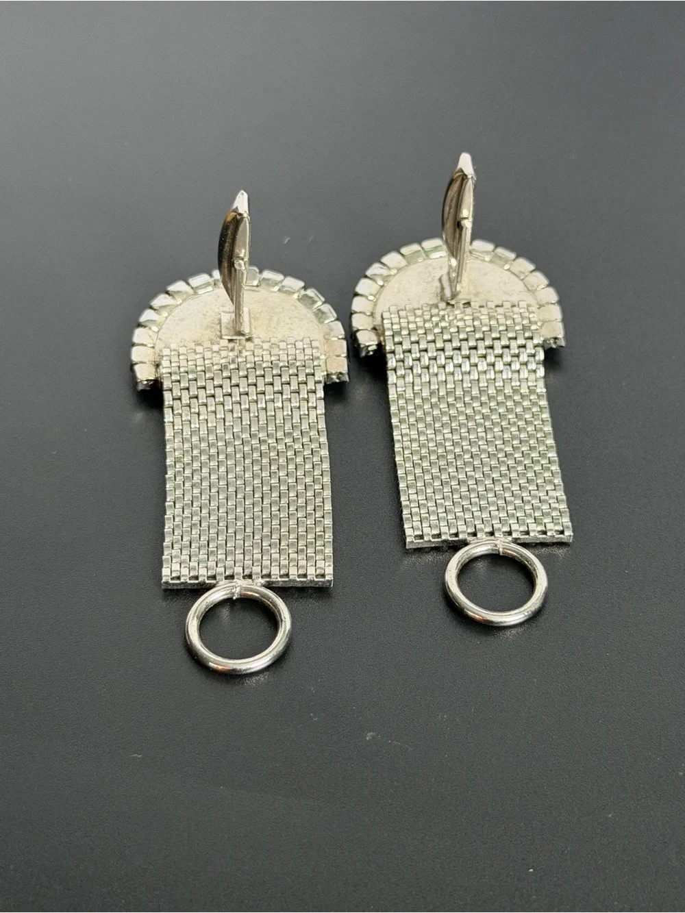 Silver-Tone cuff links with Light & Medium Blue Rhinestones